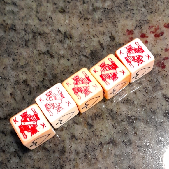 Arcadia Bakelite Poker Dice Set in Leather Case, Vintage - Picture 5 of 9